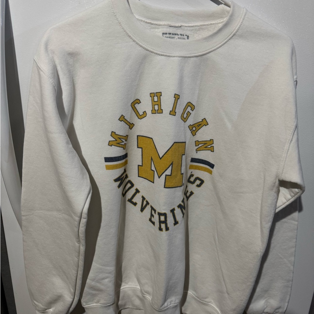 Michigan Wolverines White Crewneck Sweater